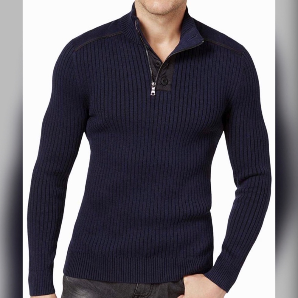 INC Ribbed Mock-neck Sweater